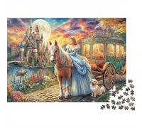 Château féerique Carrosse Puzzle 1000 Pièces pour Adultes Scène Nocturne Coffret Puzzle 1000 Pièces Décoration Maison 70x50cm/1000pcs