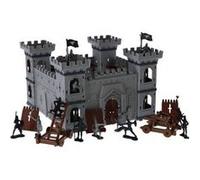 Chateau fort medieval enfant 65 pieces - figurines chevaliers soldats et accessoires - forteresse - set jouet fantastique et carte