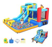Château Gonflable Aquatique 15x10Ft - Aire de Jeux avec Toboggan, Grande Piscine & Zone de Saut pour Enfants 3-12 ans + Souffleur