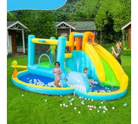 Château gonflable avec soufflerie, centre de jeux aquatiques avec toboggan sec/eau Indoor Outdoor