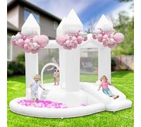 Château Gonflable avec Soufflerie, Chateau Gonflable Enfants avec Toboggan, Grande Piscine à Balles pour Mariage Fête Jardin Anniversaire, pour 3-10 Ans, Jusqu'à 140KG