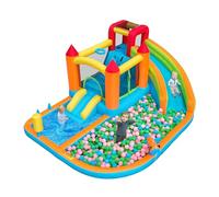 Château gonflable avec toboggan d'eau et trampoline - Parc aquatique avec pataugeoire, panier de basket-ball, pistolets à eau - Ventilateur 450 W, 460 x 343 x 190 cm, pour l'intérieur et l'extérieur