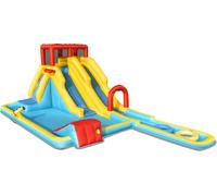 Château gonflable COSTWAY avec double toboggans, mur d'escalade et canon à eau, piscine de jeux avec toboggan, parc aquatique, pataugeoire 622 x 335 x 225 cm (Château gonflable uniquement)