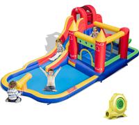 Château gonflable COSTWAY avec soufflerie et toboggan aquatique, Bouncy Castle pour enfants, 624x270x235cm