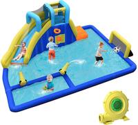 Château gonflable COSTWAY avec toboggan aquatique, centre de jeux aquatiques château gonflable parc aquatique aire de jeux 525x373x205cm (avec soufflerie)