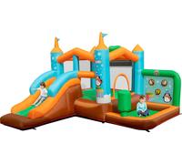 Château gonflable COSTWAY avec toboggan, château gonflable pour enfants avec piscine à balles, anneau de basket, colonne de boxe, jeu de lancer, château de jeu pour cour, pelouse, intérieur, 335 x 300
