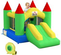 Château gonflable HOMCOM avec soufflerie, château gonflable pour enfants, château de jeu avec toboggan, trampoline, filet de sécurité, pour enfants de 3 à 10 ans, Oxford, 300 x 1