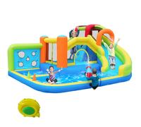Château gonflable LVHOM avec soufflerie, piscine de jeu, toboggan sec/eau, château gonflable d'extérieur, parc aquatique avec trampoline, pataugeoire, 410x315x203cm