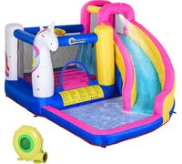 Château gonflable Outsunny avec soufflerie toboggan piscine pour 3 enfants château gonflable pour 3-8 ans parc aquatique extérieur pour enfants Oxford, tissu polyester