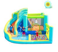 Château gonflable - FBSPORT - Parc aquatique 6 en 1 - Toboggan, mur d'escalade, panier - 360x340x218 cm