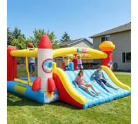 Château Gonflable pour Enfants âgés de 8 à 12 Ans, 4,1 m x 4,1 m, avec Grand Toboggan Gonflable, Mur d'escalade, Panier de Basket-Ball, matériau renforcé, pour 3 à 5 Enfants