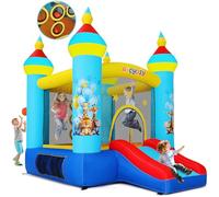 Château Gonflable pour Enfants avec Toboggan, Souffleur, Parc Zoologique Bleu, Château Gonflable pour Enfants avec Souffleur Et Tir De Balles, Maison Gonflable Intérieure/Extérieure