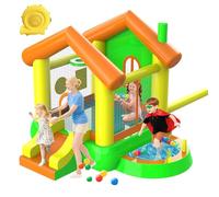 Château Gonflable pour Enfants de 10 Pieds avec Ventilateur - Appareil de Saut pour Parc Aquatique à Usage Sec/Humide, intérieur et extérieur, avec Toboggan