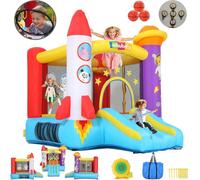 Château gonflable pour les tout-petits (2 à 8 ans), château gonflable avec ventilateur, aire de jeu d'astronautes et zone de tir, château gonflable pour l'intérieur et l'extérieur