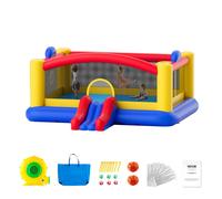 Château gonflable VEVOR, Trampoline maison de jeu de haute qualité pour l'extérieur, château gonflable avec soufflerie, toboggan et sac de rangement, 450 x 440 x 203 cm Château gonflable pour le jardi