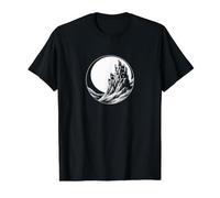 Château Gothique Effrayant sur la Colline avec Pleine Lune T-Shirt Graphique avec Valeur