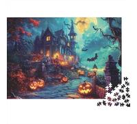 Château Hanté Puzzle 1000 Pièces Papier Jeu de Puzzle 1000 Pièces Scène de Nuit Halloween Puzzle pour Adultes Décoration Détente Cadeau 38x26cm/1000pcs