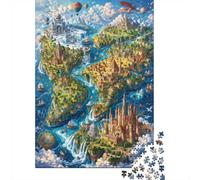 Château Île Dragon 1000pcs Mini Puzzle pour Adultes Difficile | 52x38cm Carton Décor Salon Structure Durable Cadeau Anniversaire Entraînement Cérébral