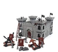 Château Jouet Playset Modèle, Ancien Romain Assemblé Chevalier Jouets Modèle DIY Médiéval Miniature Jouet Modèle Comprenant Château Chariots Soldats Médiéval en Plastique Chevalier Action