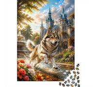 Château Loup Fontaine 1000pcs Mini Puzzle pour Famille Difficile | 52x38cm Carton Décor Salon Structure Durable Cadeau Anniversaire Soulagement Stress