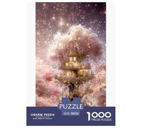 Château Magique Puzzle 3D en Papier 38x26cm/1000pcs, Fleurs de Cerisier Roses - Jeux Éducatifs pour Tous, Détente + Décoration, Cadeau Utile