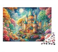 Château Magique sous Le Ciel éclairé de Lune Puzzle De 1000 Pièces Cottage enchanté Jouet Éducatif pour Enfants Et Adultes 70x50cm/1000pcs