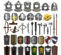 Château médiéval soldat figurines d'action bloc de construction Empire templiers Lancer guerrier Militia casque bouclier épée arc jouet cadeaux VE112-VE115--4PCS