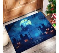 Château Mystérieux Paillasson Interieur Entree 50 X 80 Cm Tapis Antidérapant Absorbant Tapis D'Entrée Intérieur Chien pour Entrée, Porte Et Couloir, Bleu Foncé Citrouille Effrayante