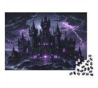 Château Noir Puzzles 1000 Pieces Cadeau Unique Orage Ciel de Nuit Défi Jouet À De Qualité Supérieure Peinture Art pour Adultes Et Enfants 1000pcs (75x50cm)