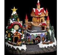 Château Père-Noël avec sapin lumineux + train animé - Multicolore - Fééric lights and christmas Multicolore G