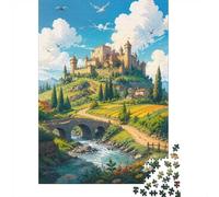 Château Pont Rivière 1000 Pièces Mini Puzzle pour Famille Éducatif | 52x38cm Papier Décoration Maison Coupe Précise Cadeau Anniversaire Relaxation