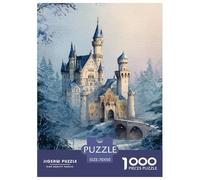 Château Puzzle 1000 Pièces Glace et Neige - Challenge Zen, Carte Géographique À Assembler, Poster Inclus, Cadeau ÉduChatif, 70x50cm/1000pcs