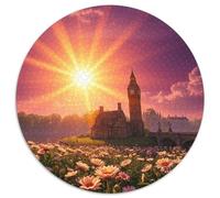 Château Puzzle Rond De 1000 Pièces pour église bâtiment Scenery Church Park Qualité Premium Artistique Art Relaxation Réduction du Stress 1000pcs (67.5x67.5cm)