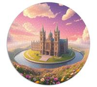 Château Puzzle Rond De 1000 Pièces pour église Building Scenery Church Park Décompression Progressive Activité Familiale 1000pcs (67.5x67.5cm)