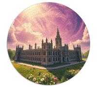 Château Puzzle Rond De 1000 Pièces pour église Building Scenery Church Park Women Unique Décompression Impossible Pression Réduite Familial Cadeau' Décoration Bricolage 1000pcs (67.5x67.5cm)