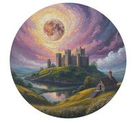 Château Rond Puzzle 195 Pièces pour Edificio du Paysage Adultes Enfants Forme d'animal Décompression Progressive Décoration Murale Jeu D'Intelligence l'art 195 PCS