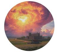 Château Rond Puzzle 195 Pièces pour Edificio du Paysage Adultes Enfants Forme d'animal Décoration Murale Classique Activité Originale Jeu D'Intelligence l'art 195 PCS