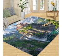 Château Tapis Salon 50x80cm Milieu du siècle Lavable en Machine Antidérapant Rug Paysage Italien Tapis Enfant Chambre Salle a Manger Descente de Lit Poil Ras Carpet