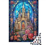 Château vitrail 1000 Pièces Carton Extra Épais Puzzle Premium pour Adultes Difficile Défiant Jeu Le 38x26cm/1000pcs