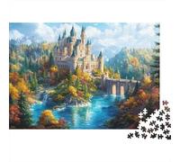 Château Vue Fantastique_5 Puzzle 1000 Pièces Adulte en Carton Épais Et Robuste,Puzzle Brain Training Puzzle pour Une Activité Fuzzle Après L'école,Passion Nature Et Faune 52x38cm/1000pcs