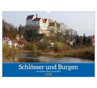 Châteaux et forteresses entre la Werra et l'Elbe, Version française (Calendrier mural 2026 DIN A3 portrait), Calendrier CALVENDO mensuel