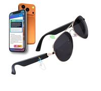 ChatGPT-Claude-Gem WD Lunettes intelligentes avec Bluetooth pour homme et femme avec précision à 99 %, transcription, 5.3 Android Siri Touch and Voice Assistant avec haut-parleurs, 120H SB Black