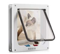 Chatière à 4 position facile à installer, qualité supérieure - Chatière résistante aux intempéries pour portes intérieures et extérieures, idéale pour les chats et les petits chiens Blanc 19*20*5,5cm