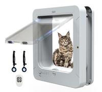 Chatière à Puce électronique avec entrée sélective - Porte pour Animaux de Compagnie de Luxe pour Chats et Petits Chiens, Ouverture de 20 cm x 19 cm, Comprend 2 Colliers détecteurs et 1 télécom White