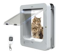 Chatière À Puce Électronique Deluxe Mart avec Télécommande Et 2 Colliers À Capteurs, Porte D'entrée Sélective pour Chats Et Petits Chiens, Ouverture de 7 7/8" X 7 1/2", Accès Sûr Et Intelligent White