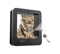 Chatière À Puce - Porte Électronique pour Animaux À Verrouillage 4 Sens avec Télécommande Et 2 Colliers Capteurs | Ouverture À Battant pour Chats - pour Intérieur Extérieur Mur Patio Balcon Maison