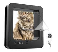 Chatière automatique pour chat avec puce RFID - Porte électronique pour chats et petits chiens, comprend 2 colliers de capteur et une télécommande, taille d'ouverture de 19,5 x 19,5 cm