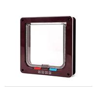 Chatière avec 4 modes de verrouillage - Chatière pour animal de compagnie - Installation facile - Marron - L : 25 x 24 x 5,5 cm (h x l x p)