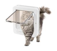 Chatière avec détection de puces, pour intérieur et extérieur, 26,3 x 2 x 29,79 cm, accès sélectif pour votre chat, garde les animaux étrangers à l'extérieur, avec 4 options de fermeture (blanc)