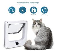 Chatière - BIGILANTUH - Modèle Manuelle - 27cm x 23.5cm - Pour Chats et Petits Chiens - Blanc